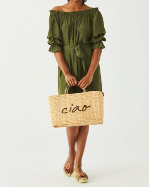 Summer Purse - Ciao Medina Motto Basket Bag by Mer Sea - Tote by Mersea at Fig Linens and Home