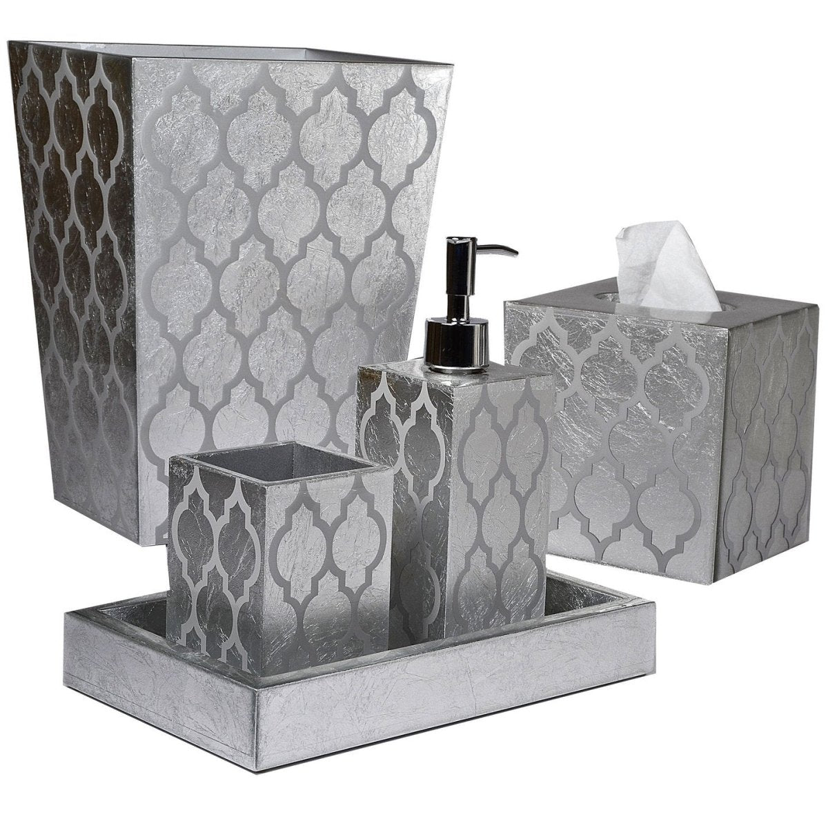Arabesque Silver Bath Accessories by Mike + Ally | Fig Linens