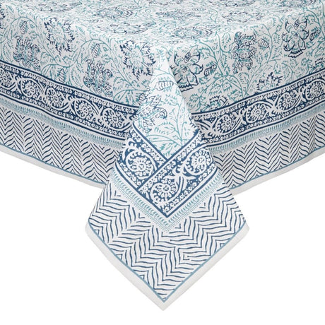 Tulum Blue & White Tablecloth by Mode Living | Fig Linens