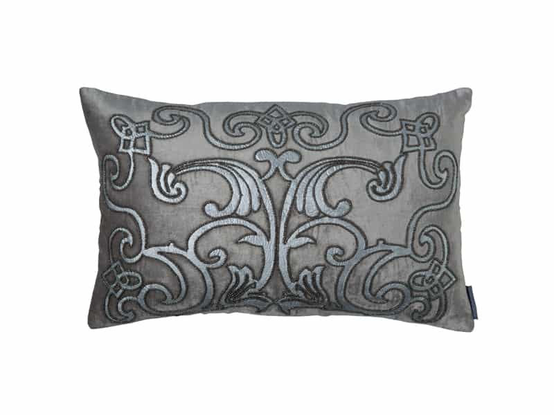 Small Rectangle Mozart Platinum &amp; Silver Pillow by Lili Alessandra | Fig Linens
