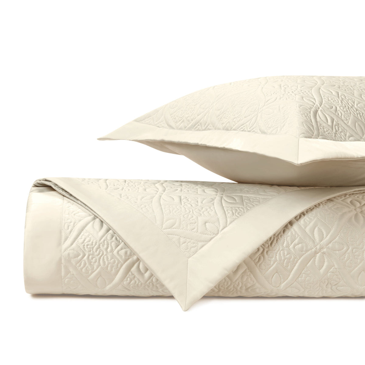 MYSTIQUE Quilted Coverlet in Ivory by Home Treasures at Fig Linens and Home