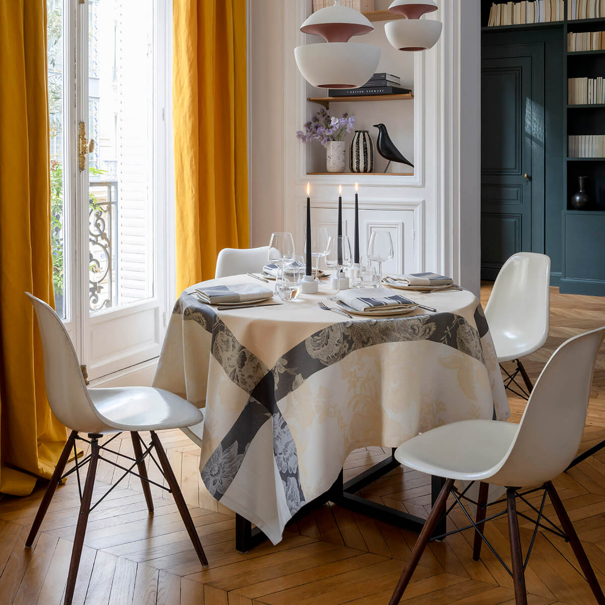Le Jacquard Francais a La Française Yellow Tablecloth &amp; Table Linens at Fig Linens and Home