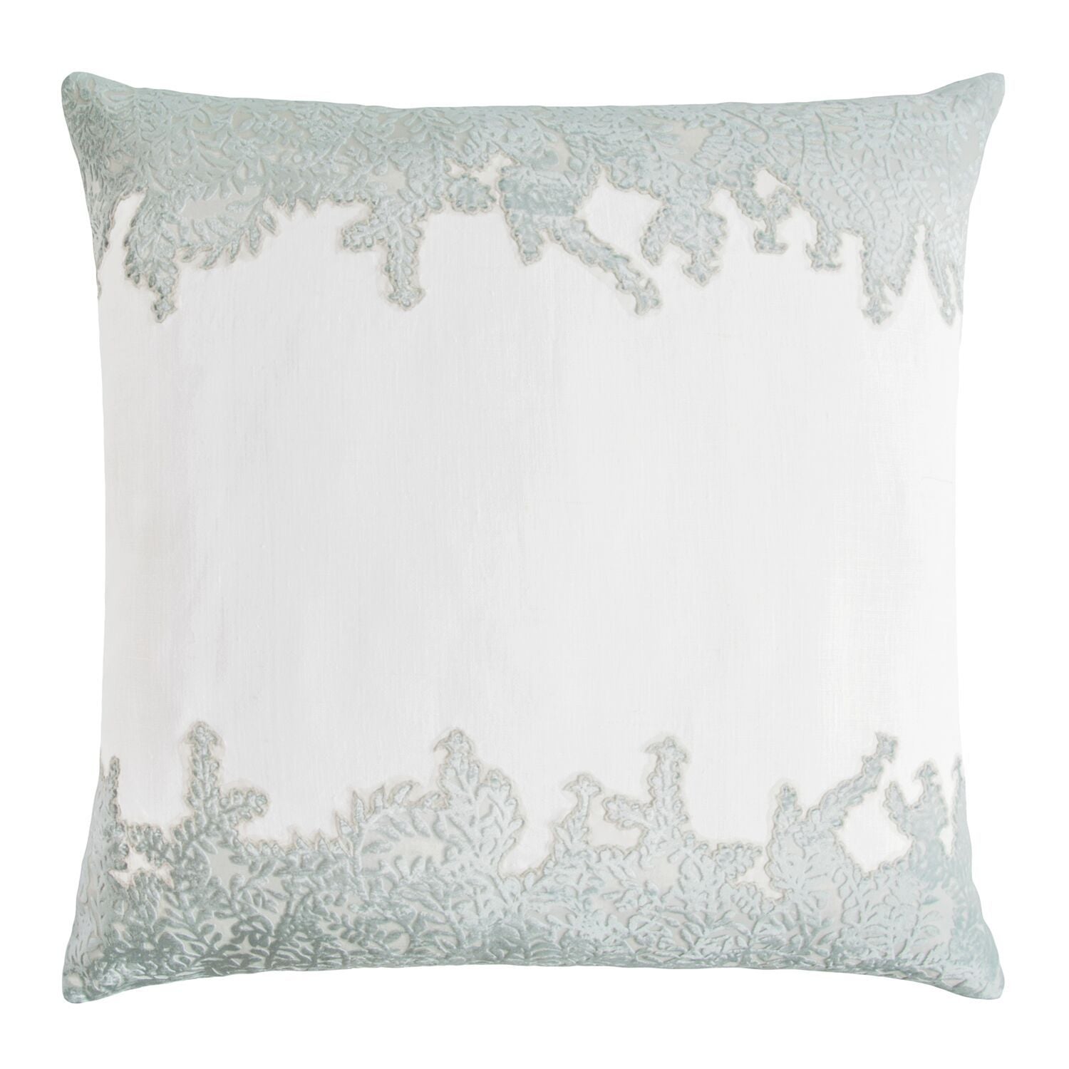 Fig Linens - Sage & White Ferns Velvet Appliqué Pillow by Kevin O'Brien Studio