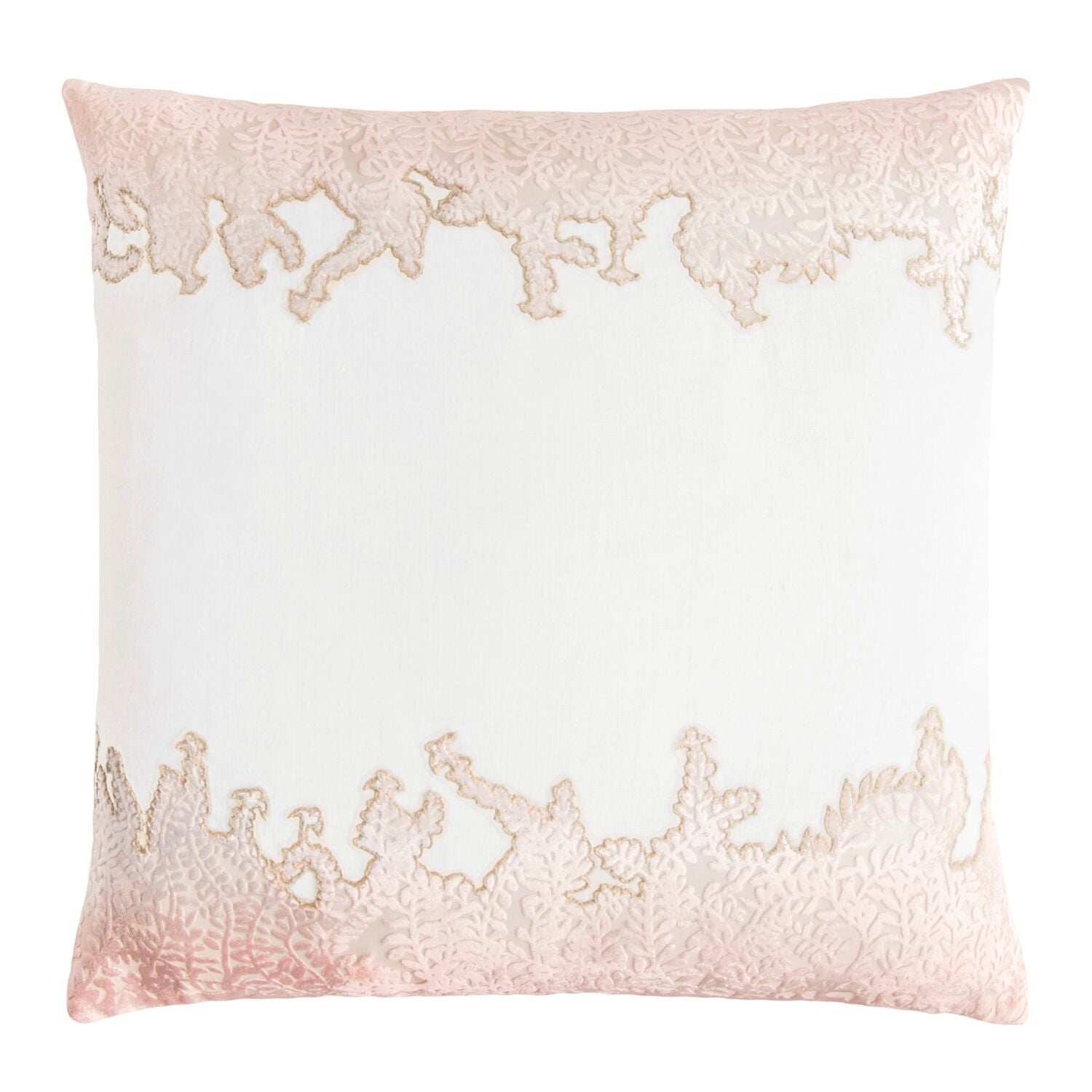 Fig Linens - Blossom Ferns Velvet Appliqué Square Pillow by Kevin O'Brien Studio