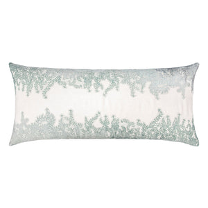 Fig Linens - Sage & White Ferns Velvet Appliqué Large Boudoir Pillow by Kevin O'Brien Studio