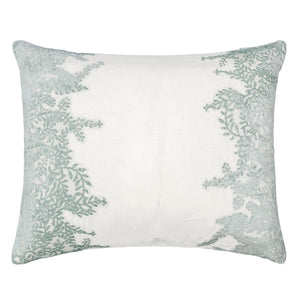 Sage & White Ferns Velvet Appliqué Pillow by Kevin O'Brien Studio - Fig Linens 