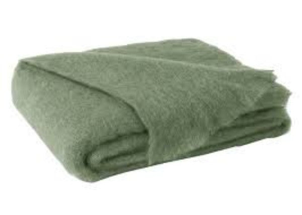 Brushed Mohair Throw Olive by Lands Downunder