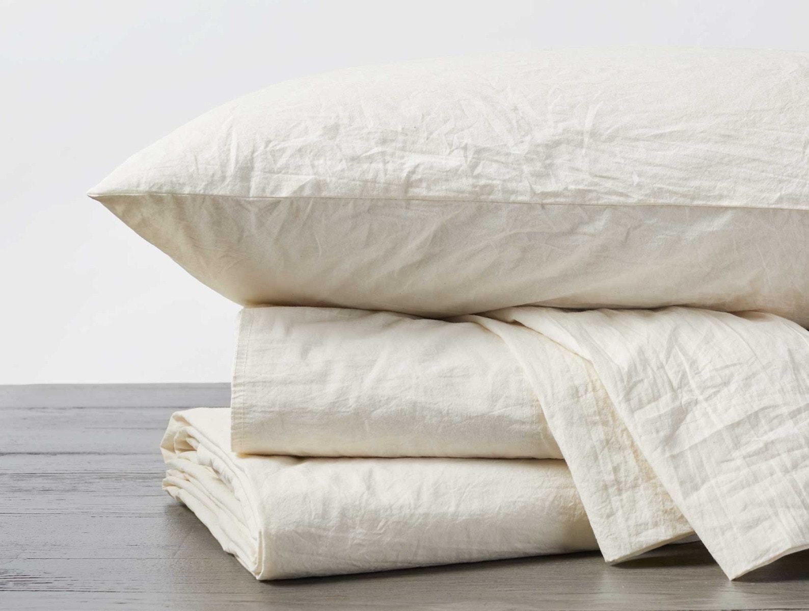 Undyed Organic Crinkled Percale Sheet Sets by Coyuchi | Fig Linens