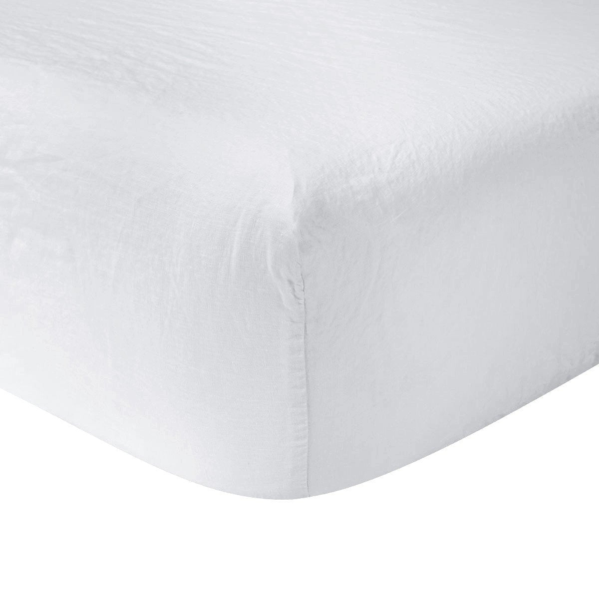 Fitted Sheet - Yves Delorme Originel Blanc White 100% Linen Bedding at Fig Linens and Home