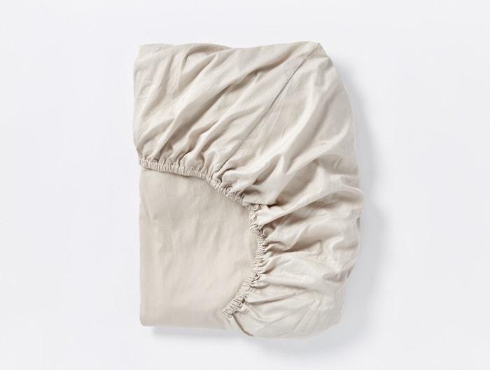 Fig Linens - Organic Relaxed Sateen Pale Gray Bedding by Coyuchi - Fitted Sheet