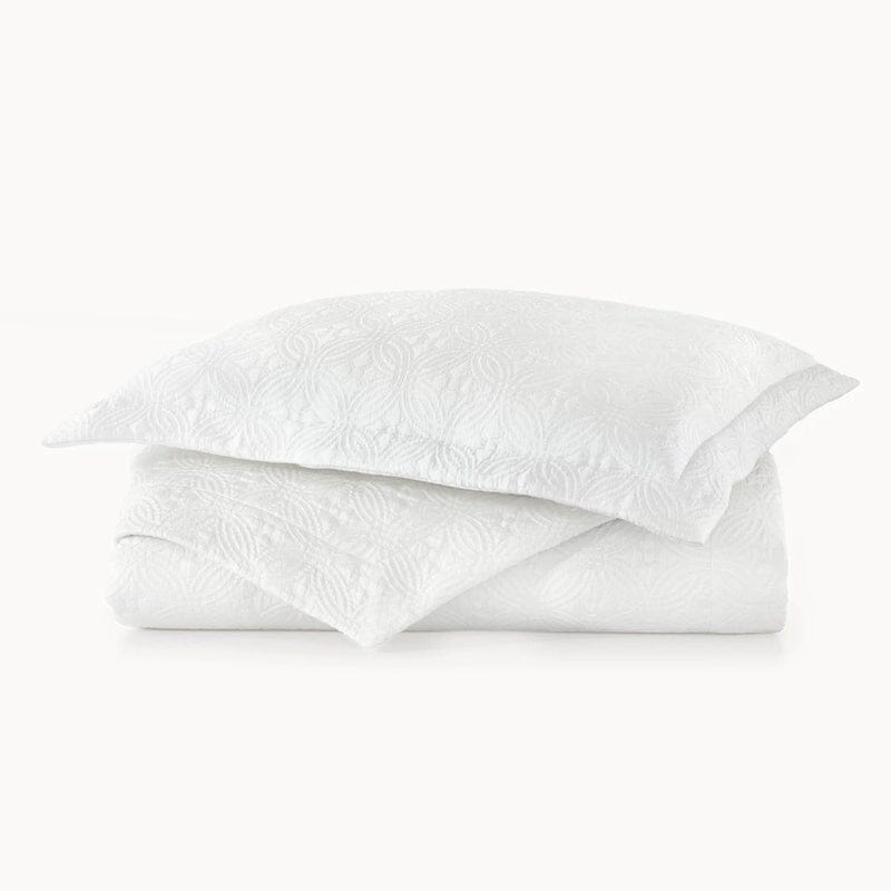 Peacock Alley Lucia White Coverlet shown with Pillow Shams - Fig Linens and Home