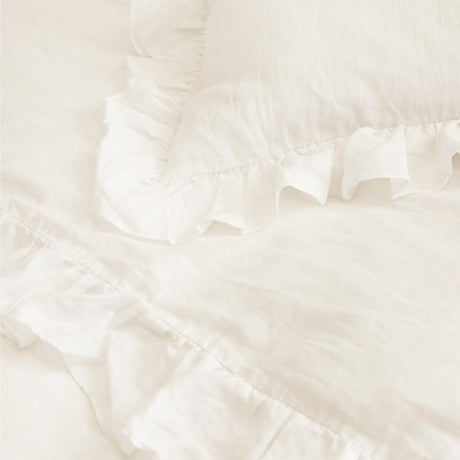 Fig Linens - Pom Pom at Home Charlie Cream Linen Bedding - Shams with Ruffles