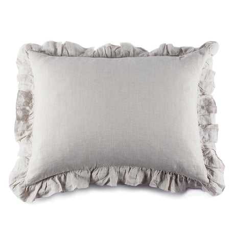 Fig Linens - Pom Pom at Home Bedding - Charlie Flax Big Pillow with Ruffles