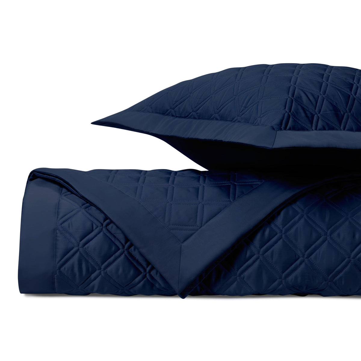 RENAISSANCE Quilted Coverlet in Navy Blue by Home Treasures at Fig Linens and Home
