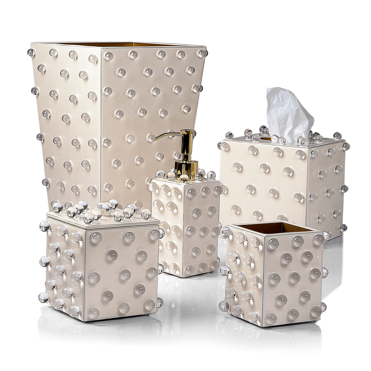 Roxy Ecru &amp; Gold Bath Accessories by Mike + Ally | Fig Linens 