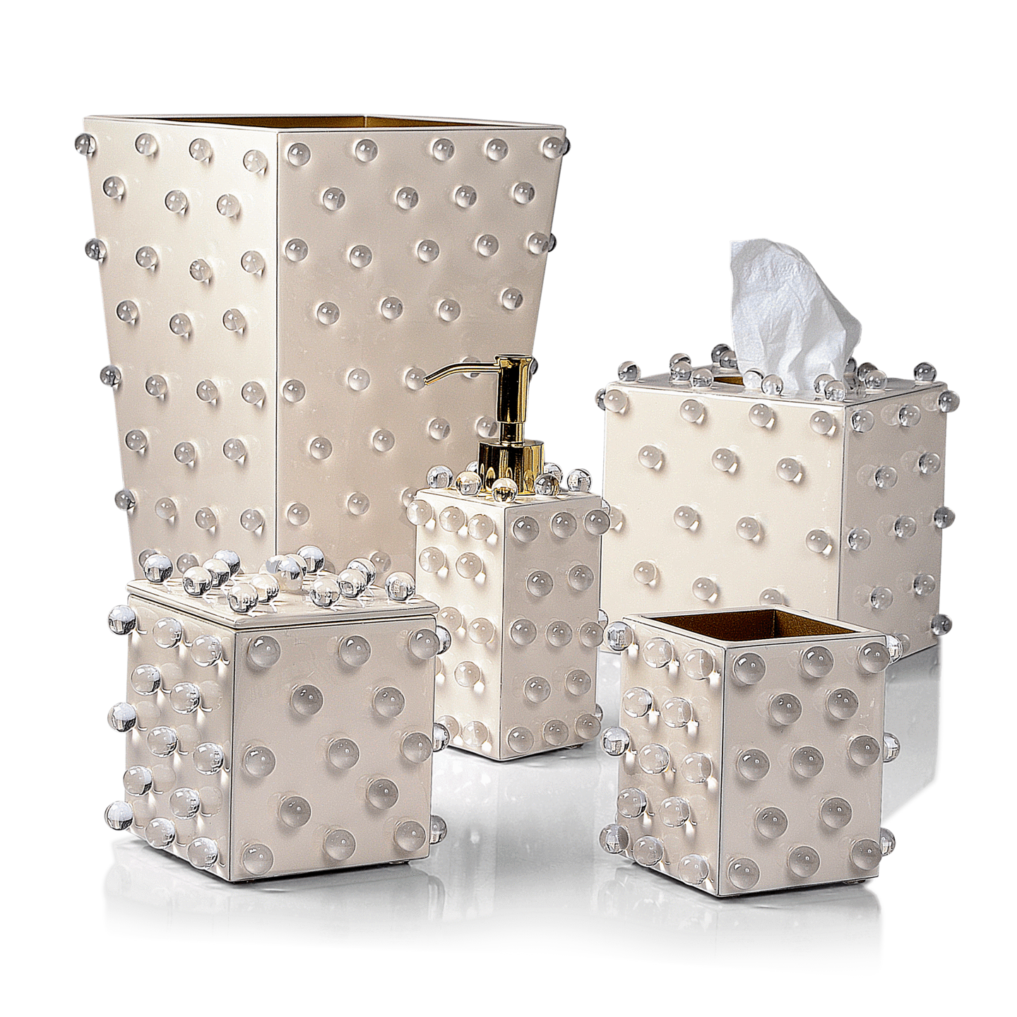 Roxy Ecru & Gold Bath Accessories by Mike + Ally | Fig Linens 