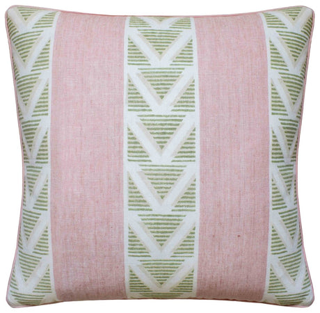 Burton Stripe Blush & Green - Ryan Studio Throw Pillow - Thibaut Decorative Pillow