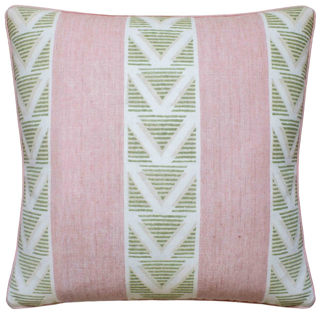 Burton Stripe Blush & Green - Ryan Studio Throw Pillow - Thibaut Decorative Pillow