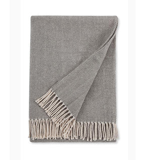 Sferra - Fig Linens - Charcoal gray cotton throw blanket with fringe
