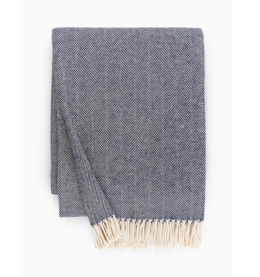 Celine Navy Throw by Sferra - Shop Cotton Throws at Fig Linens