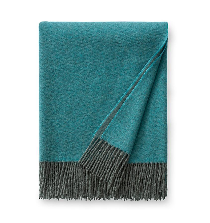 Renna Teal Throw by Sferra - Cashmere Throw Blankets at Fig Linens