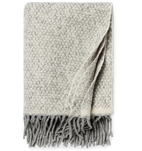 Tria Gray Wool Blend Throw with Fringe by Sferra - Fig Linens