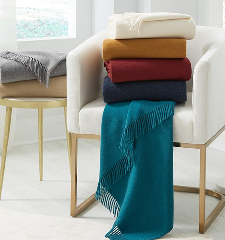 Vimmo Ivory Wool Throw by Sferra | Fig Linens 