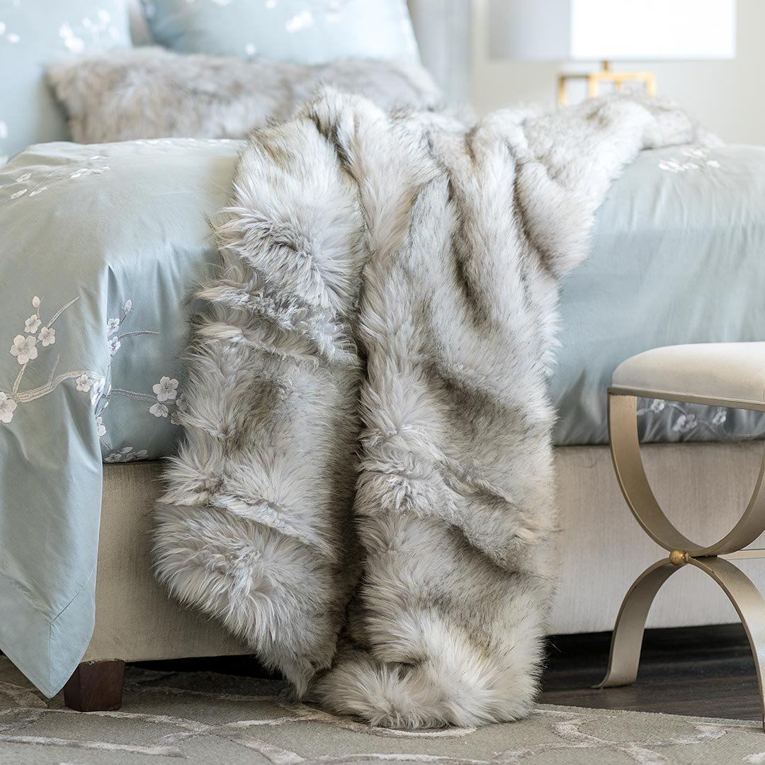 Silver Faux Fur Throw by Lili Alessandra | Fig Linens and Home