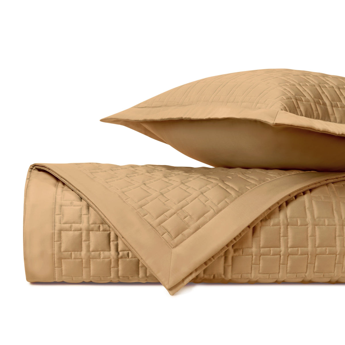 SQUARE Quilted Coverlet in Gold by Home Treasures at Fig Linens and Home
