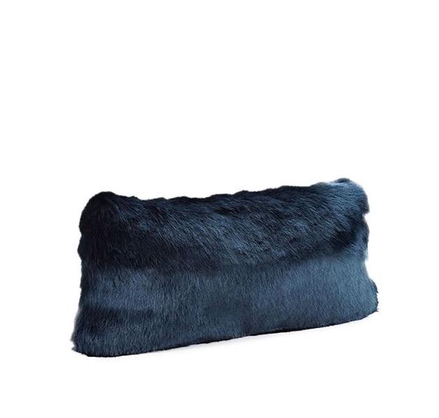Small Steel Blue Mink Faux Fur Pillows by Fabulous Furs | Fig Linens