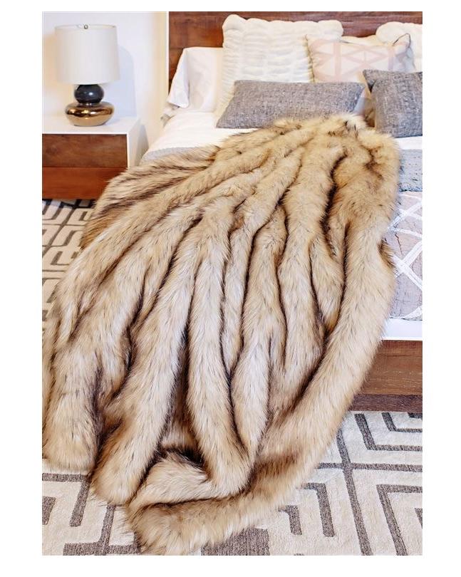Taupe Fox Faux Fur Throw by Fabulous Furs | Fig Linens