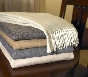 Lands Downunder Italian Herringbone Light Grey Throw by Lands Downunder - 51" x 67" Throw Light Grey at FIG LINENS AND HOME - 2