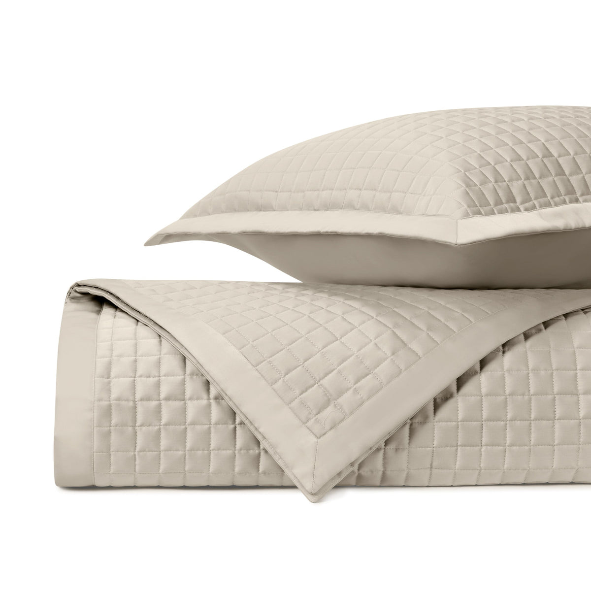 TIME SQUARE Quilted Coverlet in Khaki by Home Treasures at Fig Linens and Home