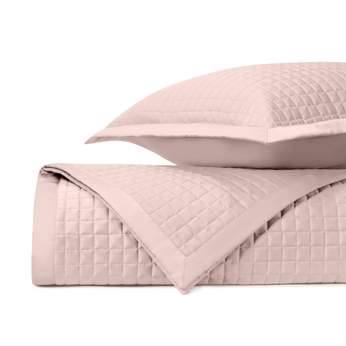 TIME SQUARE Quilted Coverlet in Light Pink by Home Treasures at Fig Linens and Home