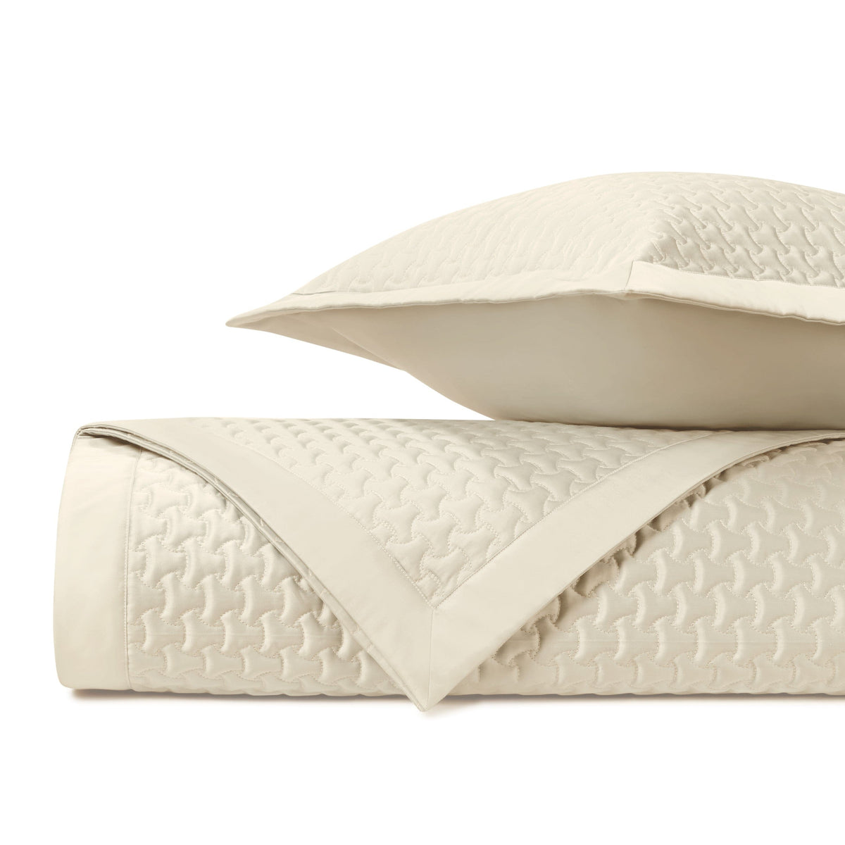 TRINITY Quilted Coverlet in Ivory by Home Treasures at Fig Linens and Home