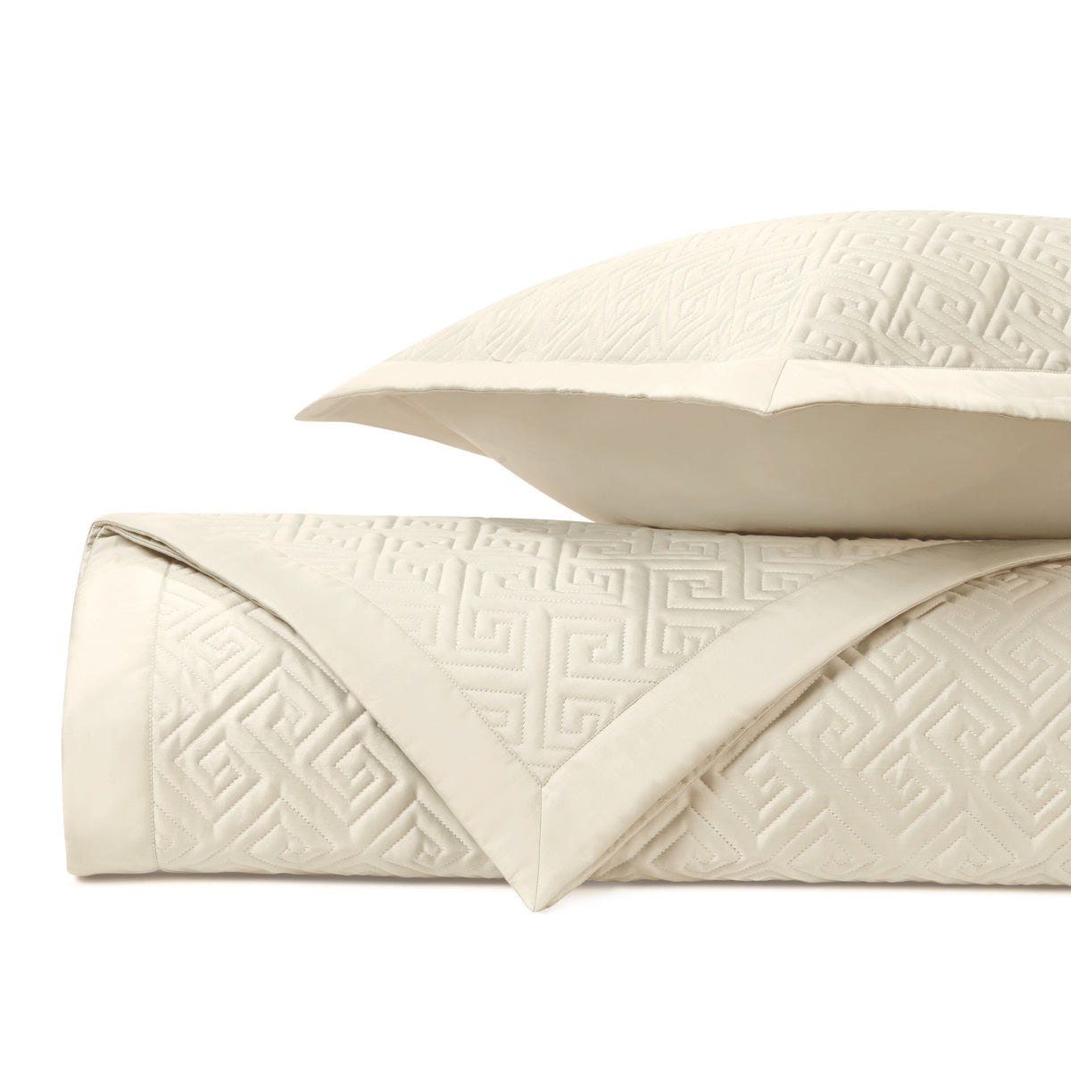 TROY Quilted Coverlet in Ivory by Home Treasures at Fig Linens and Home