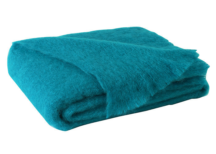 Brushed Mohair Throw Turquoise by Lands Downunder