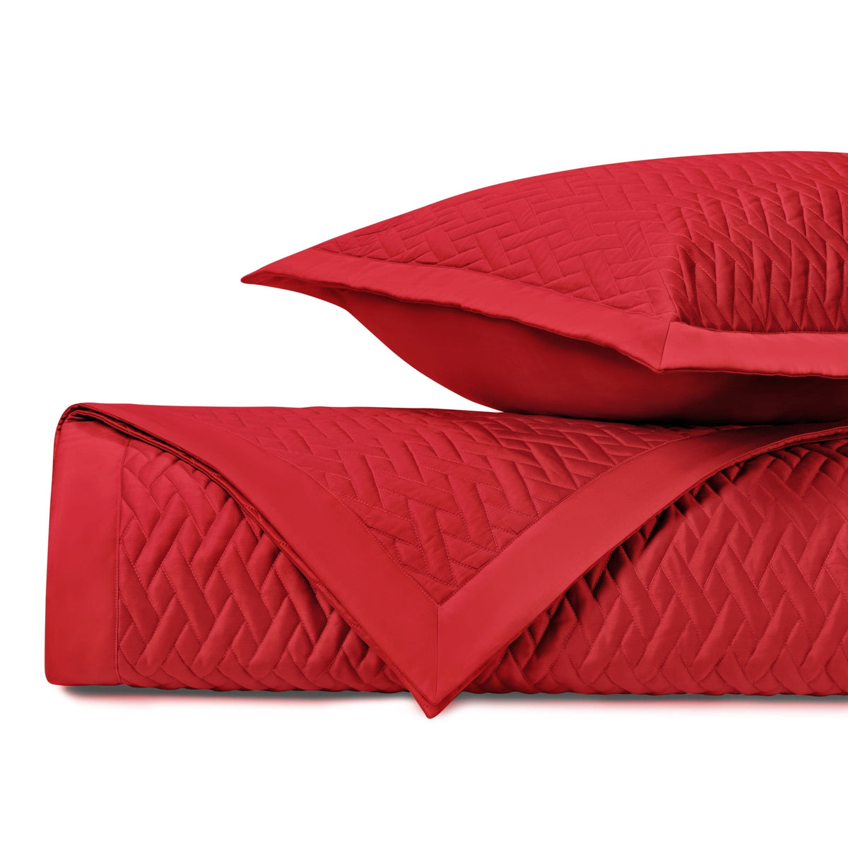 VISCAYA Quilted Coverlet in Bright Red by Home Treasures at Fig Linens and Home