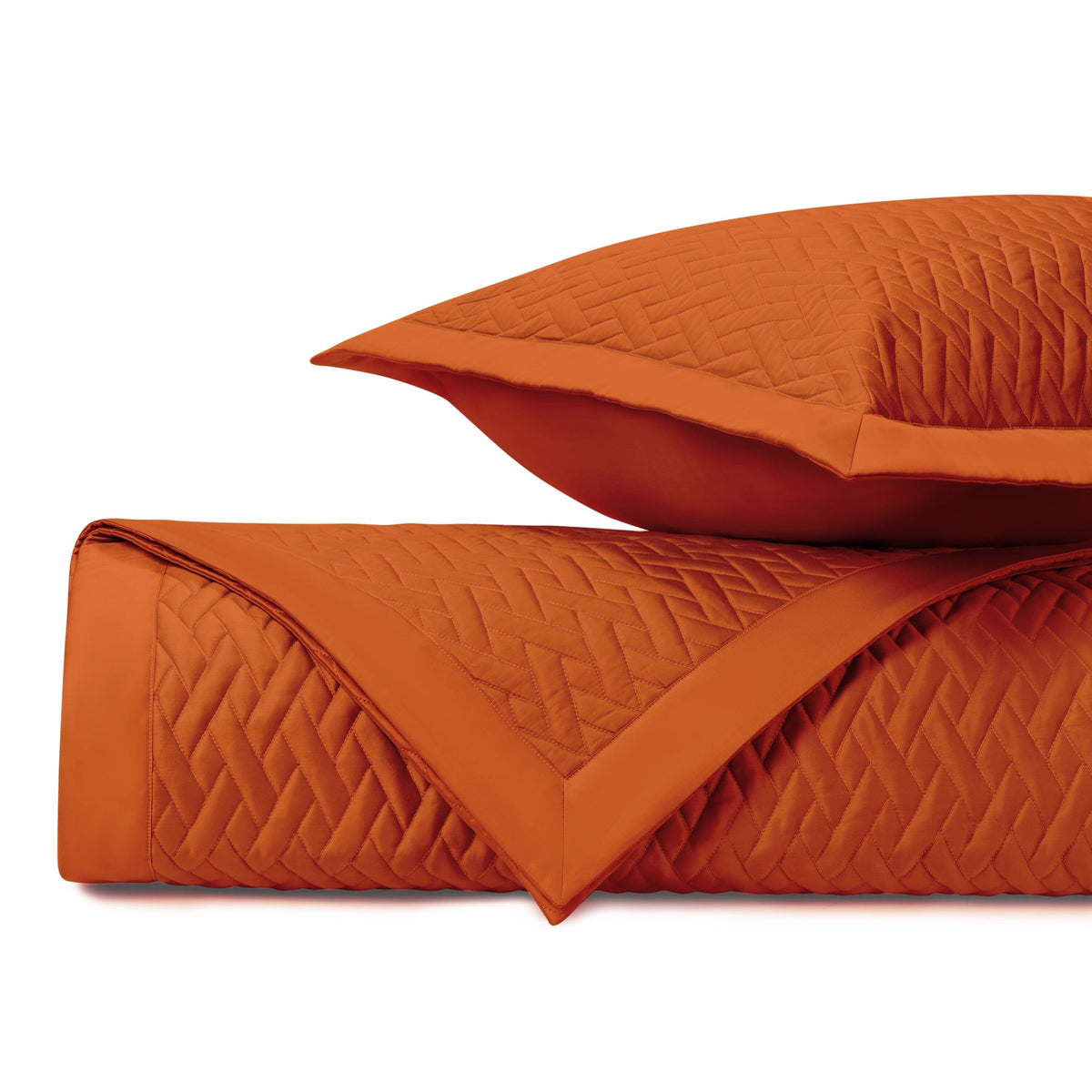 VISCAYA Quilted Coverlet in Clementine by Home Treasures at Fig Linens and Home
