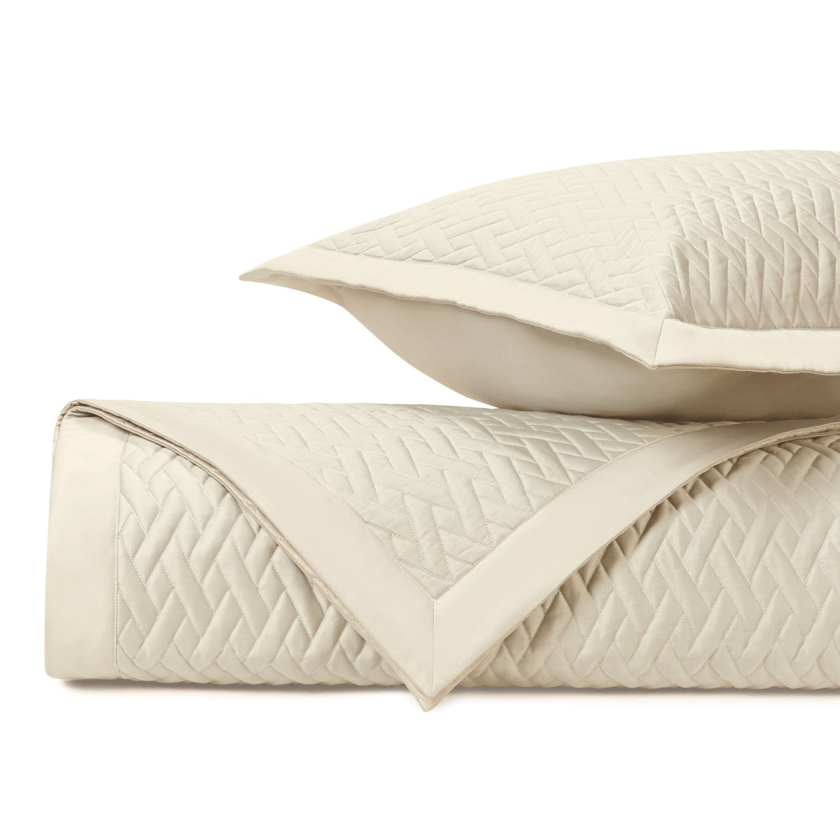 VISCAYA Quilted Coverlet in Ivory by Home Treasures at Fig Linens and Home