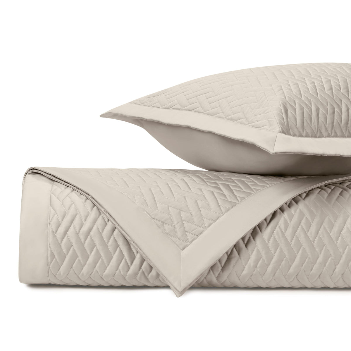 VISCAYA Quilted Coverlet in Khaki by Home Treasures at Fig Linens and Home