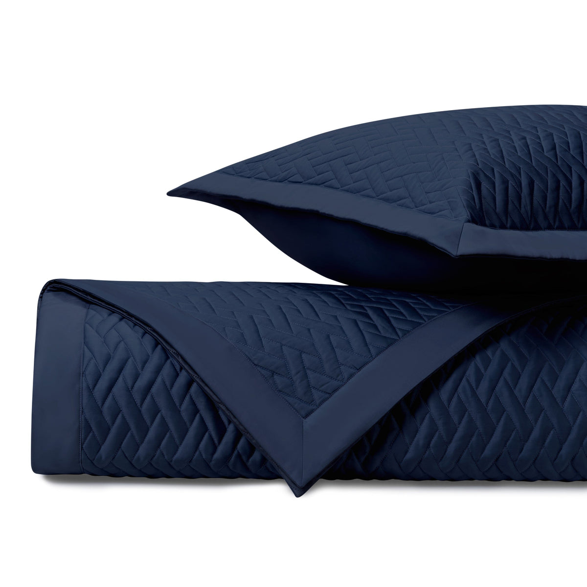 VISCAYA Quilted Coverlet in Navy Blue by Home Treasures at Fig Linens and Home