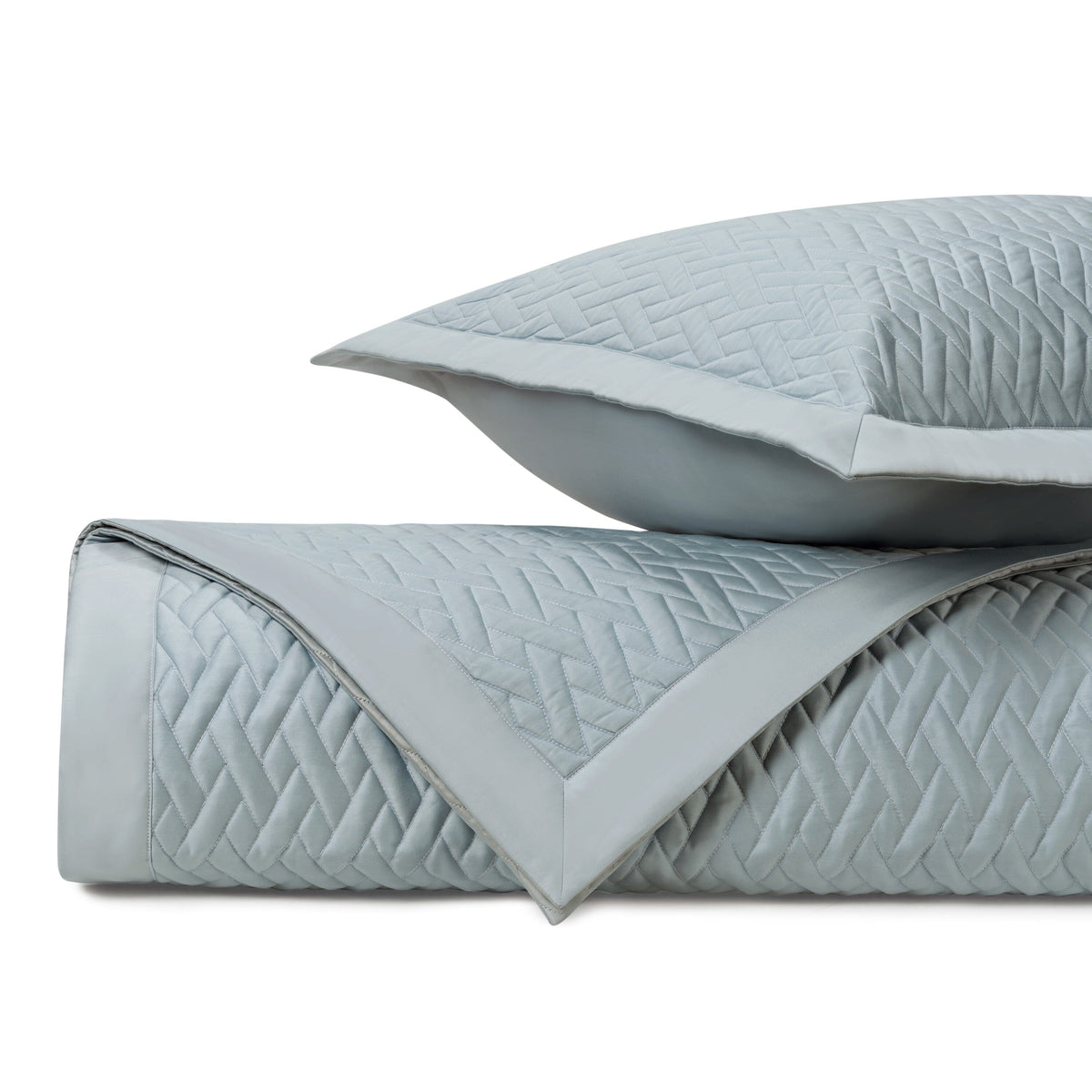 VISCAYA Quilted Coverlet in Sion Blue by Home Treasures at Fig Linens and Home