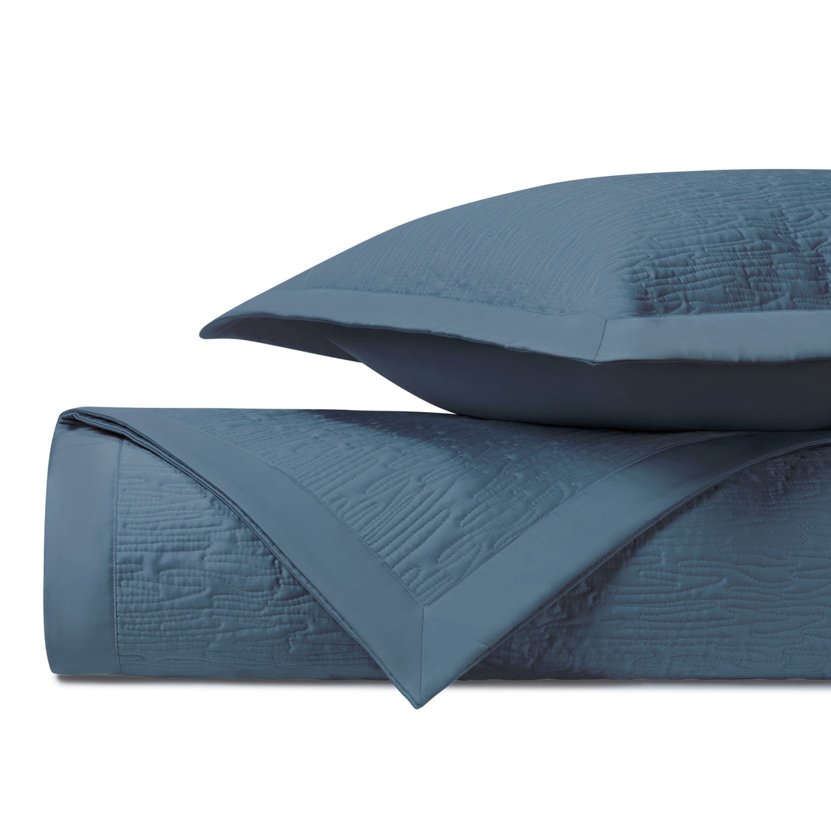 WAVE Quilted Coverlet in Slate Blue by Home Treasures at Fig Linens and Home