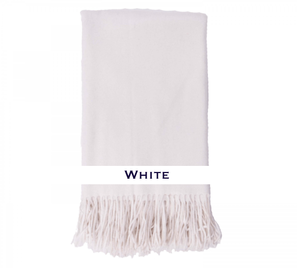 100% Cashmere Plain Weave Throw by Alashan white