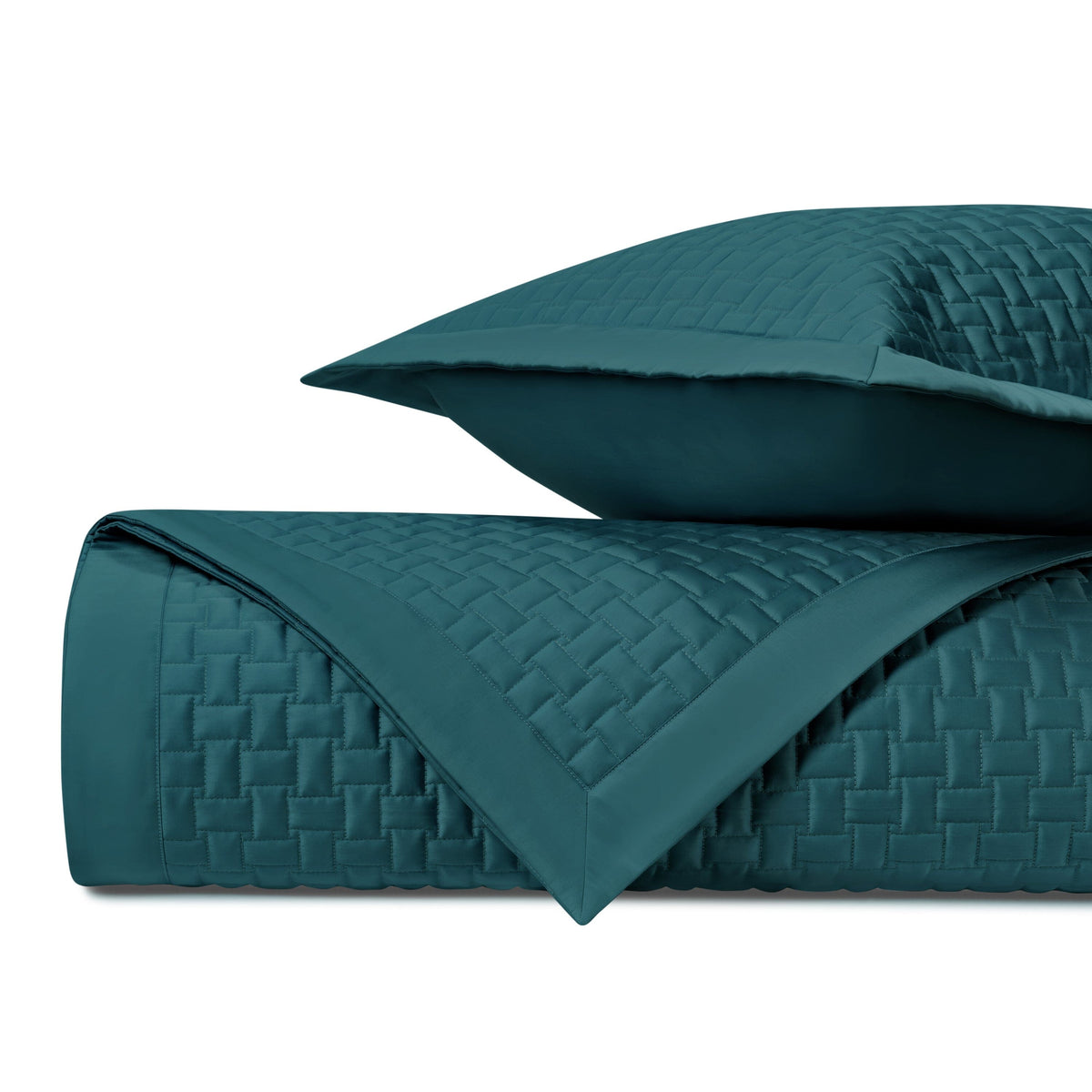 WICKER Quilted Coverlet in Teal by Home Treasures at Fig Linens and Home