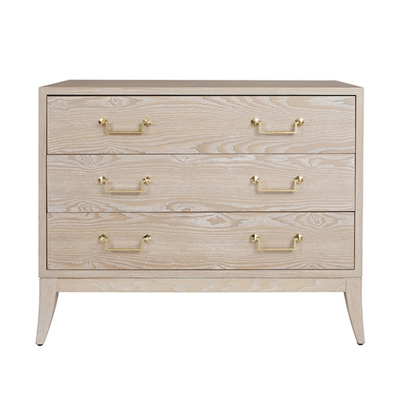 Worlds Away Chest of Drawers - Avis Cerused Oak Dresser - Front View