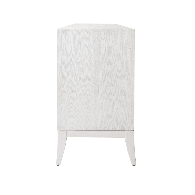 Worlds Away Dresser - Avis White Wash Chest of Drawers at Fig Linens and Home - Side View