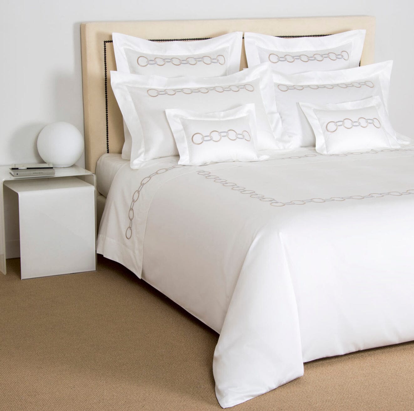 Frette Links Embroidery Cotton Sateen Bed Linens