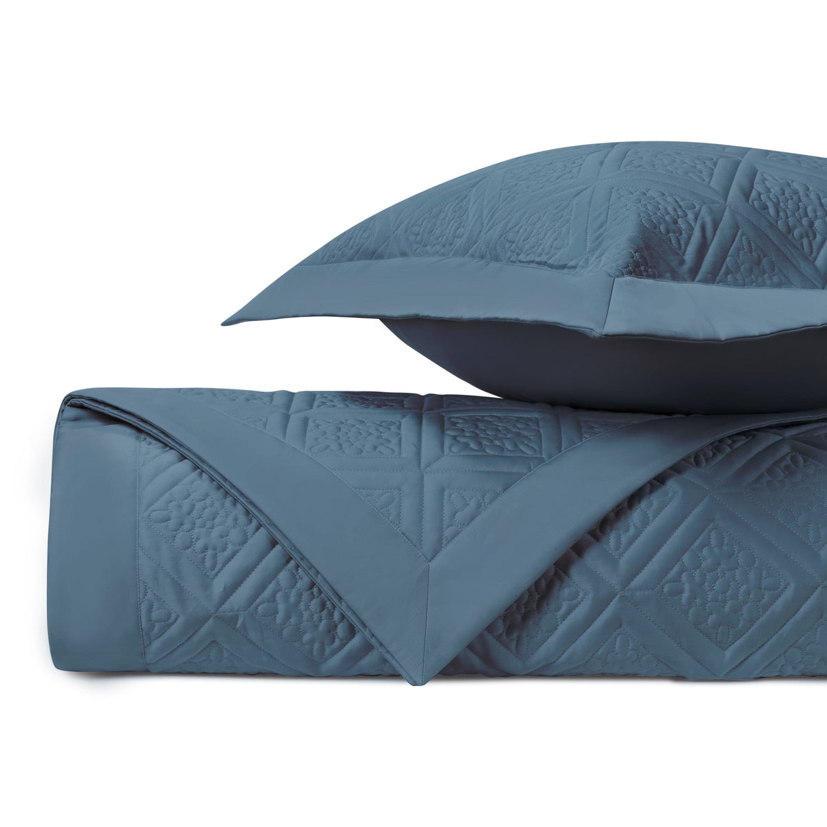 ZIBA Quilted Coverlet in Slate Blue by Home Treasures at Fig Linens and Home